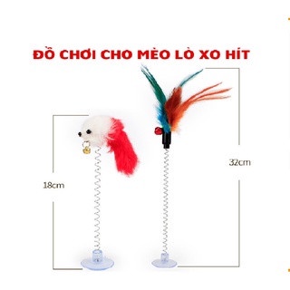 Đồ chơi mèo - chuột lò xo đế hít