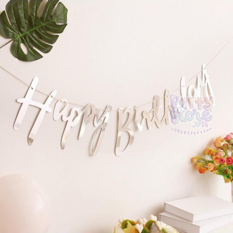 Dây chữ Happy Birthday ép kim kiểu mới, trang trí sinh nhật