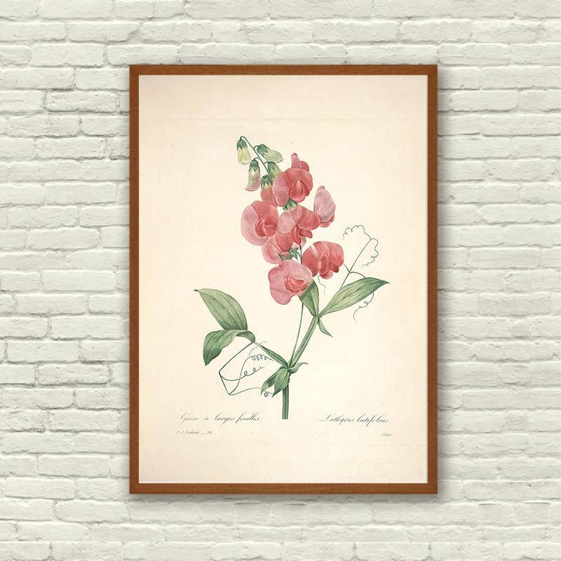 Tranh vải canvas treo tường họa tiết hoa lá trang trí vintage