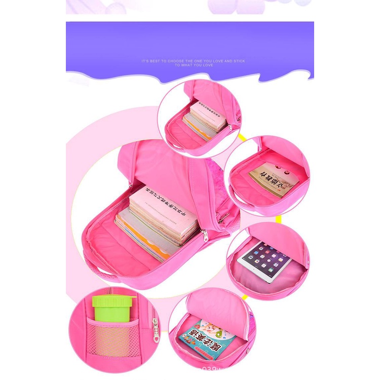 [Nhiều mẫu - Nhiều size cho bé] Balo đi học cho bé in hình cô gái dễ thương, chống thấm nước, balo đi học cho bé gái