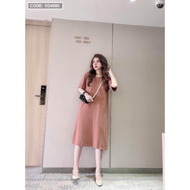 Đầm thun nữ cổ tròn form rộng | BigBuy360 - bigbuy360.vn