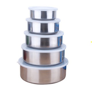 Bộ thố lạnh inox 5 món, sét 5 bát inox có nắp đậy, VÔ CÙNG TIỆN DỤNG