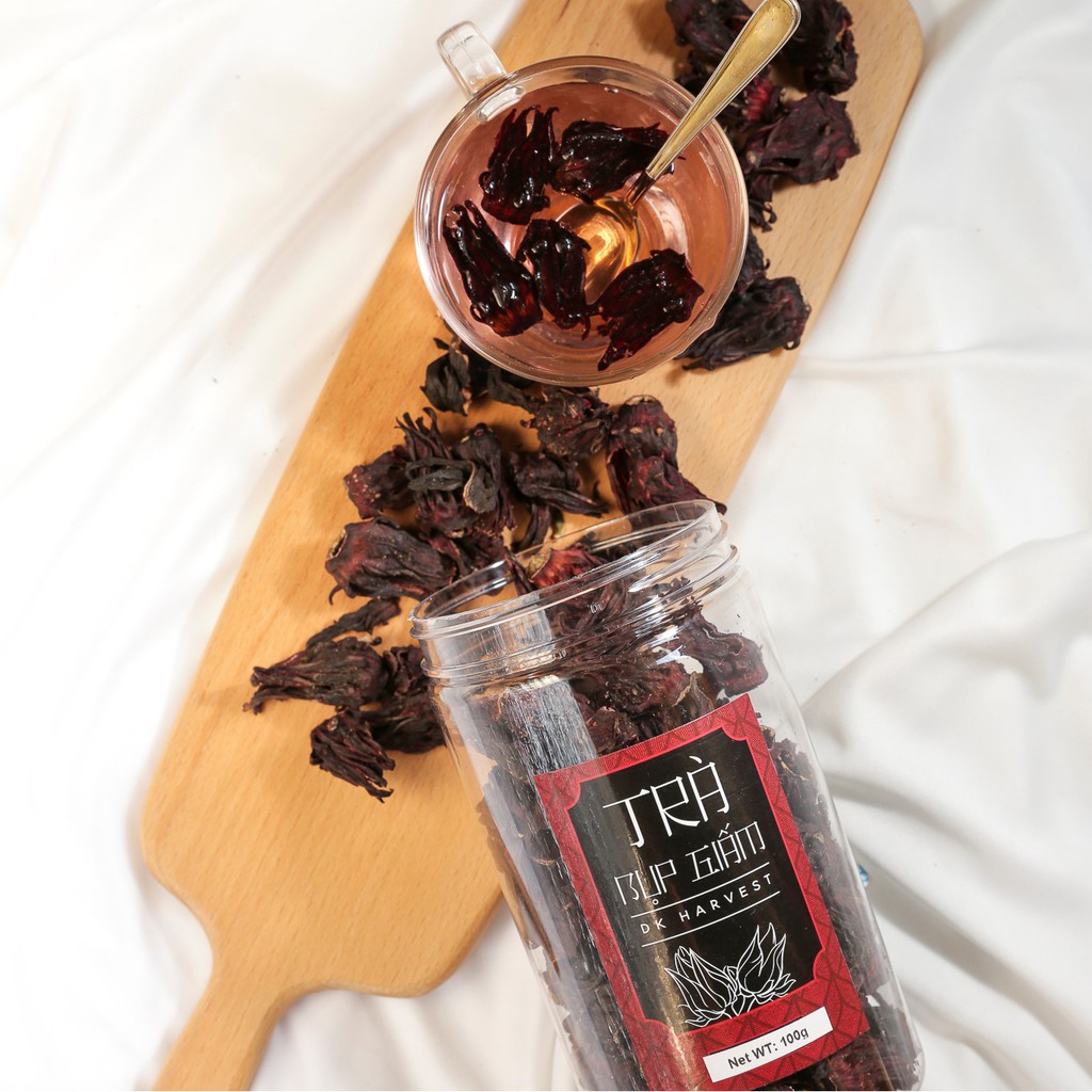 Trà Hoa Atiso Đỏ (bụp giấm) DK HARVEST Sấy Khô Nguyên Bông - Hộp 100g | BigBuy360 - bigbuy360.vn
