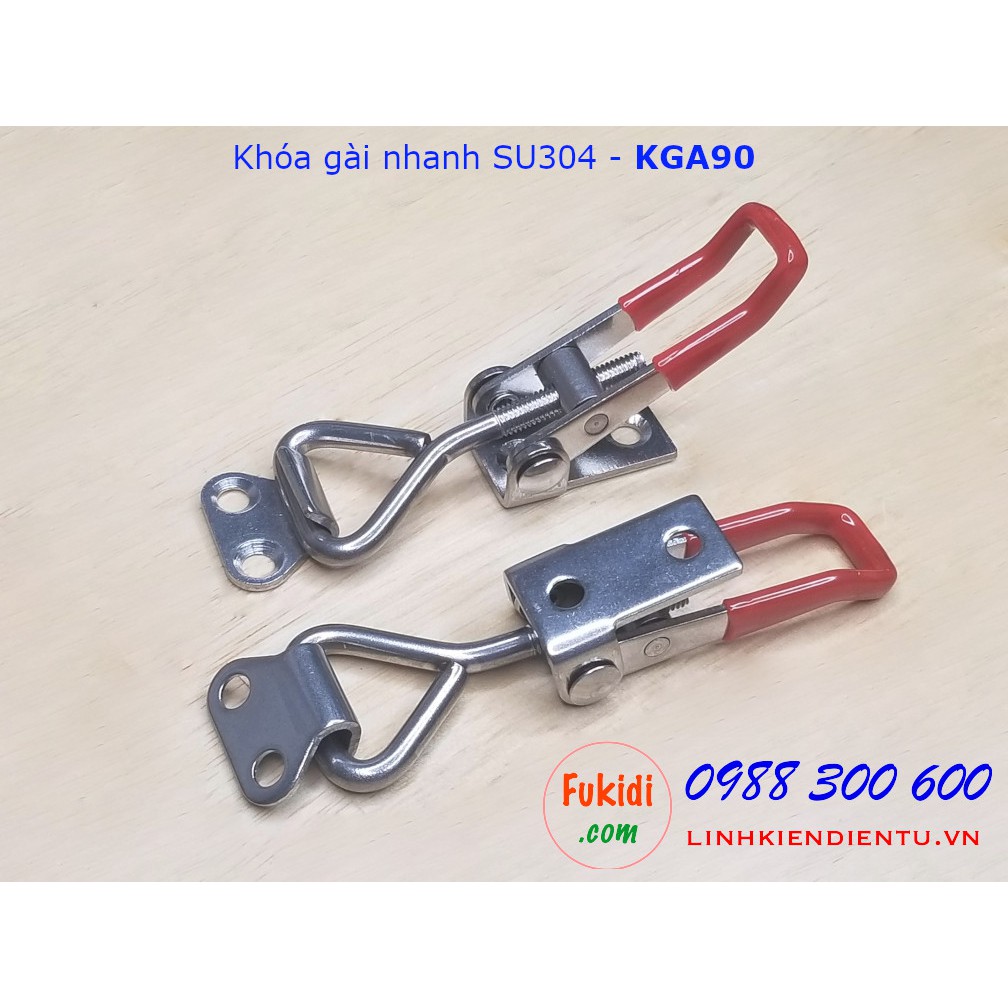 Khóa gài nhanh, kẹp định vị, cam kẹp inox 304 và thép mạ kẽm dài 90mm - KGA90