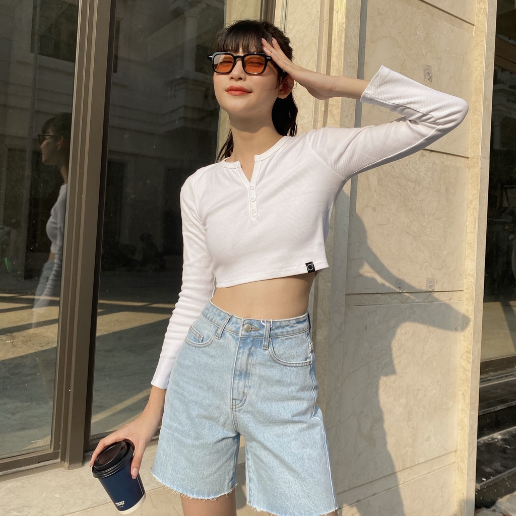 Áo Croptop Tay Dài PRADIES Basic / Trơn
