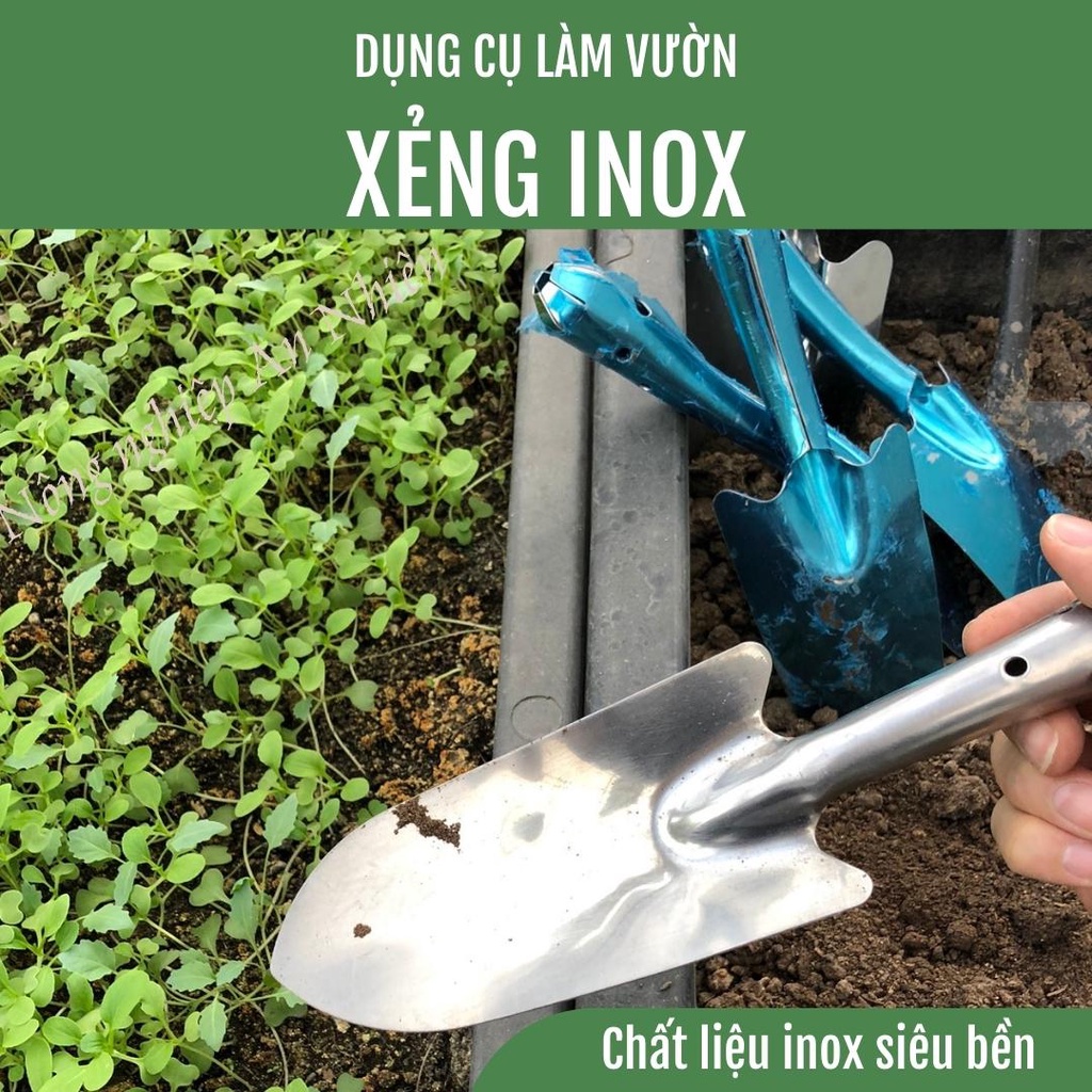 Xẻng làm vườn inox, trồng rau, xới đất