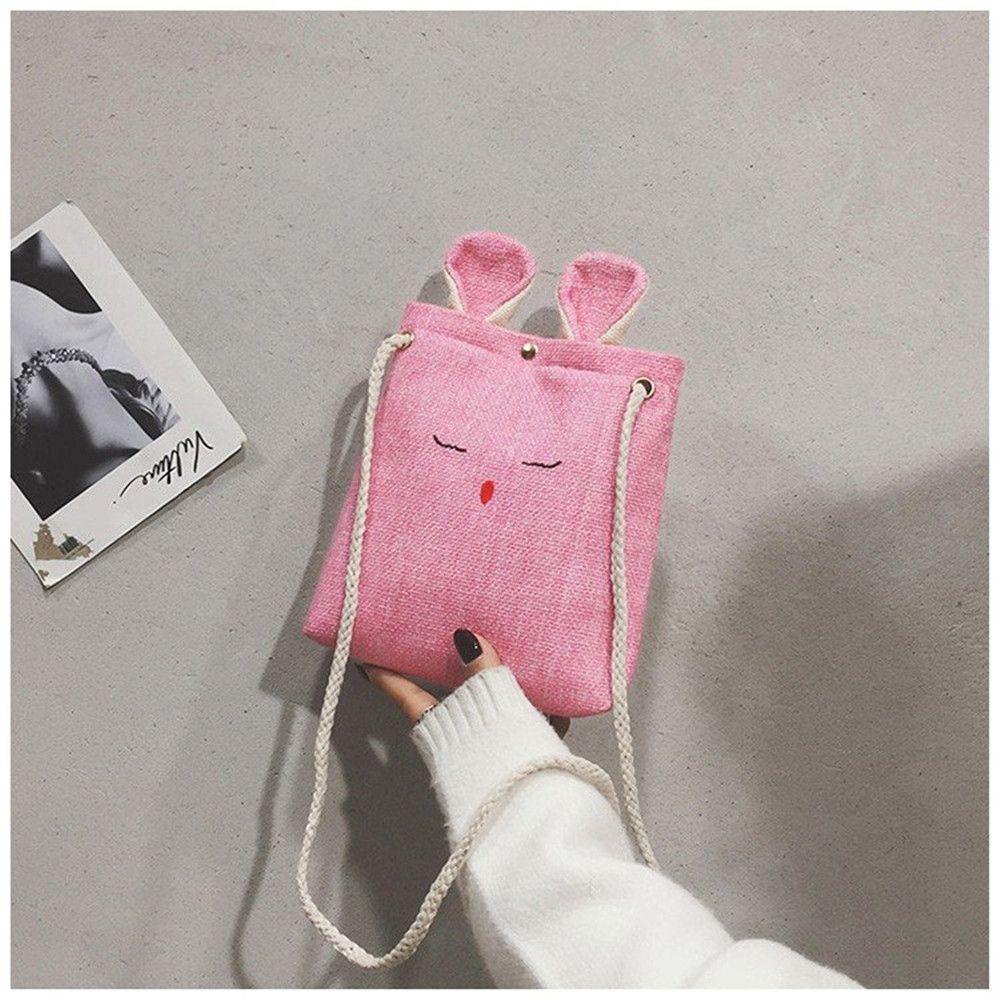 MIHAN1 Túi Đeo Chéo Vải Bố Hình Thỏ Đáng Yêu