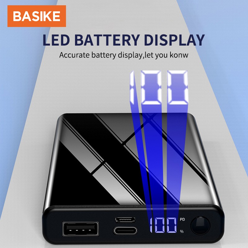 BASIKE 10000mAh Power Bank PD18W fast charge digital display with charging cable