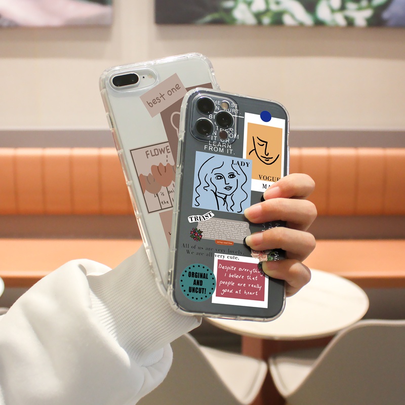 Ốp lưng iphone Ốp điện thoại SUNTAIHO TPU trong suốt in hình cô gái/hình hoa cho IPhone 13 12 11 Pro Max X XS Max XR 8 7 6 6S Plus