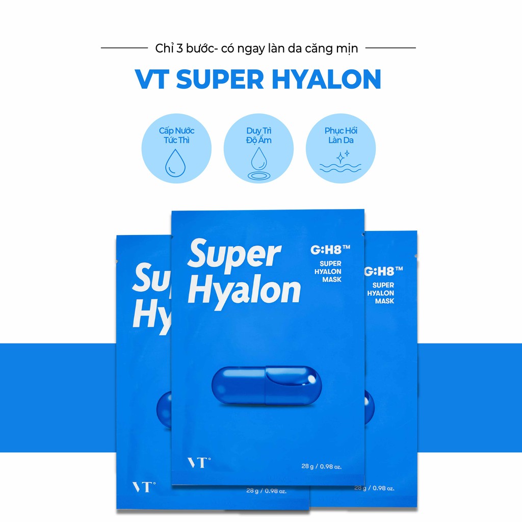 Hộp 6 Miếng Mặt Nạ Dưỡng Da Cấp Nước Cấp Ẩm và Dưỡng Ẩm Chuyên Sâu VT SUPER HYALON G:H8