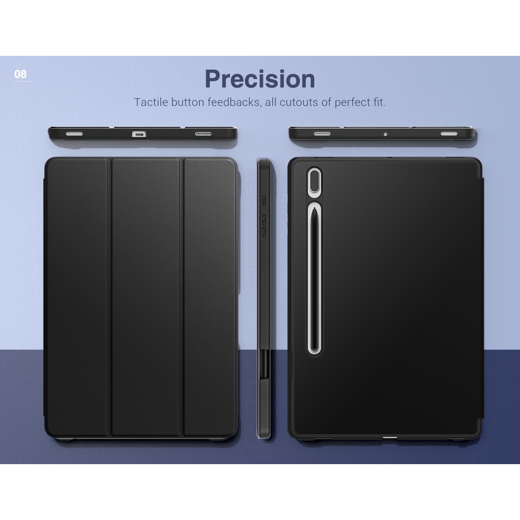 Bao Da Máy Tính Bảng TPU Chống Sốc Thông Minh Cho Samsung Galaxy Tab S8 Plus 12.4 Inch 2022 / S7 FE 12.4-Inch 2021 &amp; Tab S7 Plus 2020 Giá Đỡ