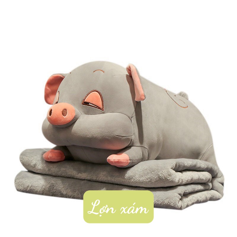 Combo gấu bông kèm chăn du lịch , văn phòng  tiện dụng 2in1  , họa tiết - mặt mèo ngộ nghĩnh