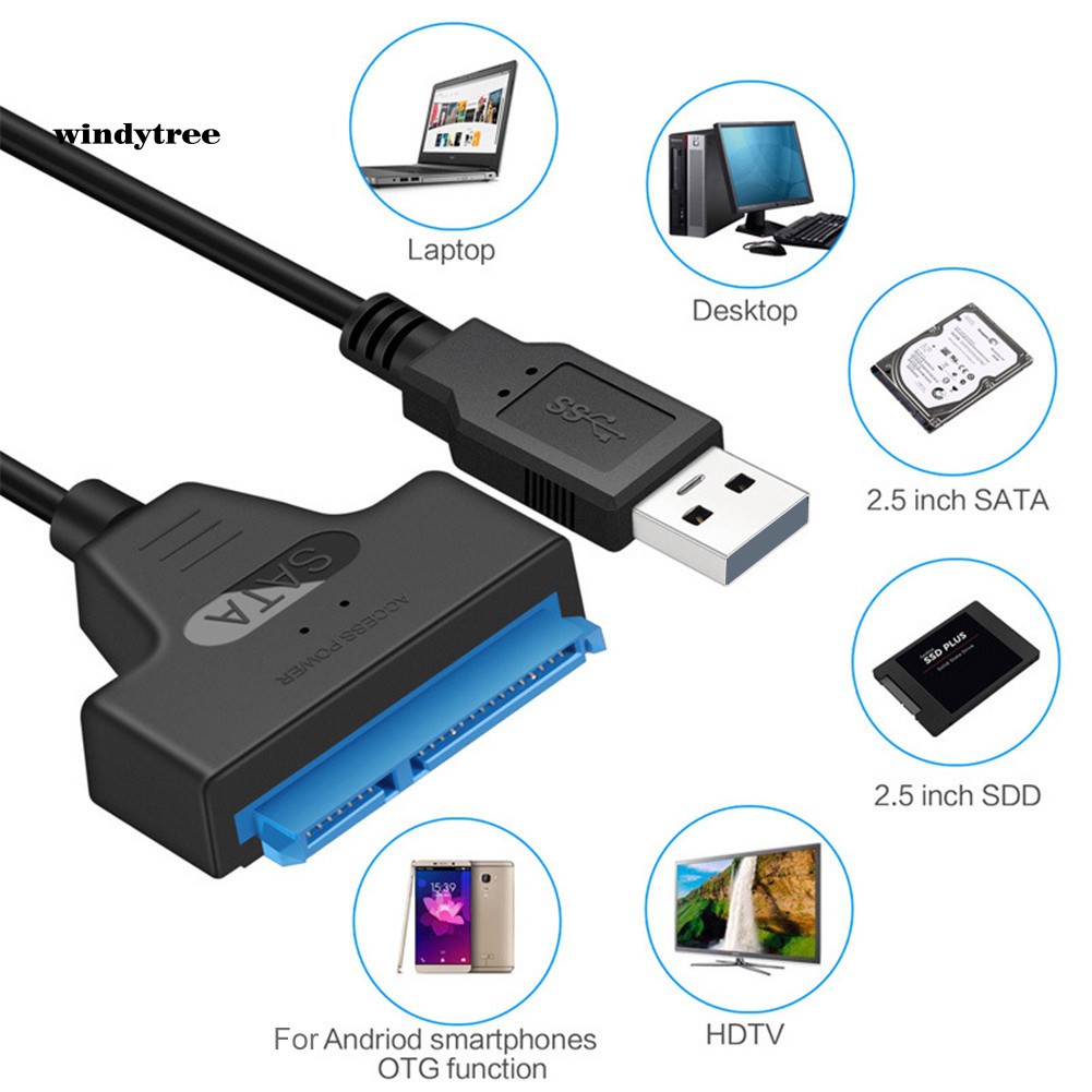 【WDTE】20cm Rapid Type-C/USB 2.0 to SATA Cable Adapter Converter for 2.5 inch HDD/SSD