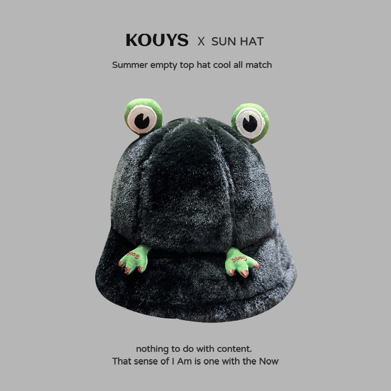 Nón tai bèo hình chú ếch nhồi bông dễ thương thời trang mùa đông dành cho nữ