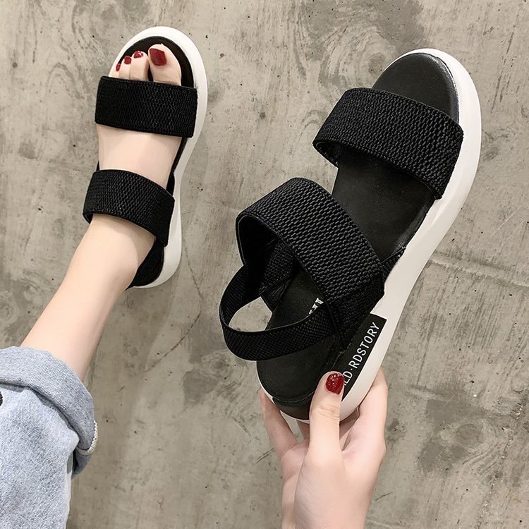 Giày sandal hai quai chun đế bánh mỳ cao 2p êm chân siêu xinh