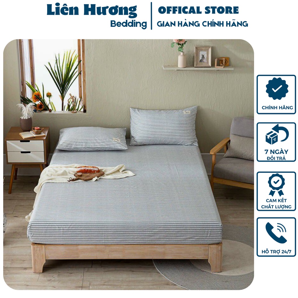 Bộ Ga  tặng kèm 2 vỏ gối đũi kẻ dầy dặn chất đũi thoáng mát dành cho mùa hè, đầy đủ kích thước