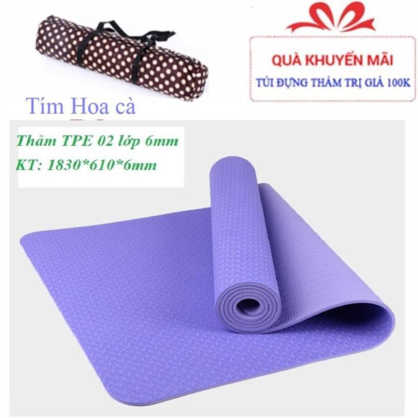 [Free Ship] Thảm Yoga 6mm 2 Lớp TPE -Xanh đen [SALE LỚN]