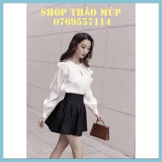 Áo kiểu-sơ mi trắng- cổ bèo- thời trang công sở-sơ mi công sở