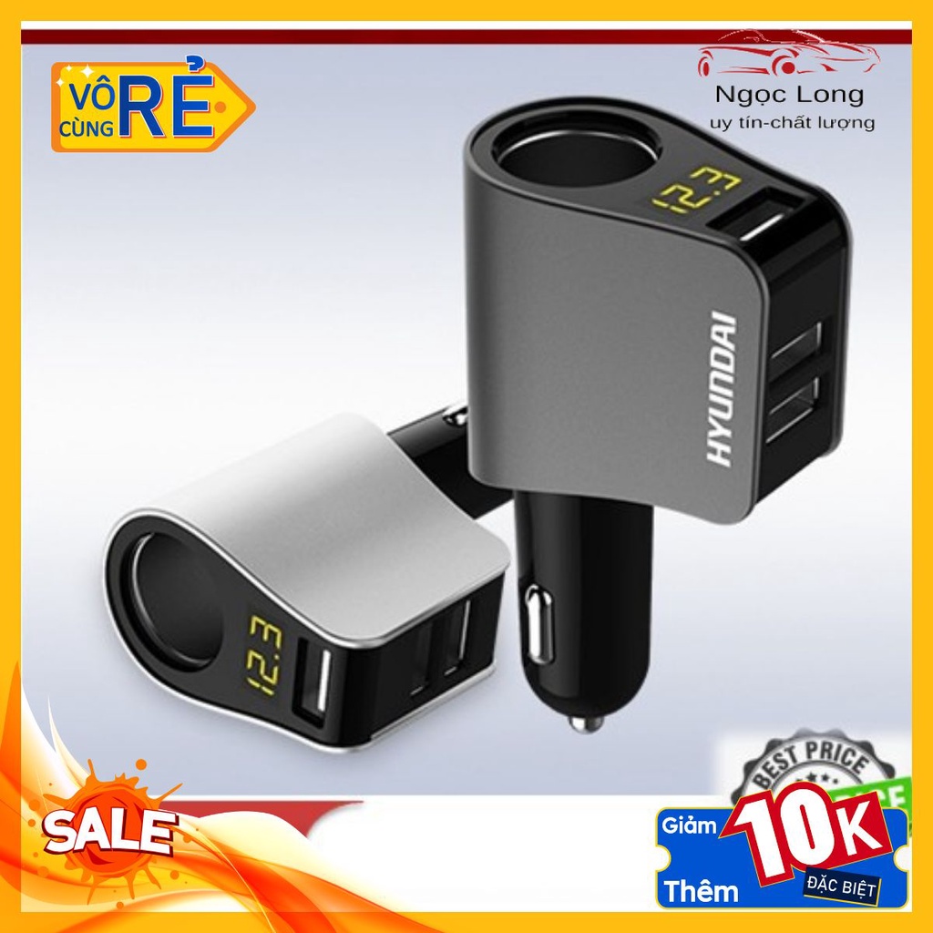 ⚡️ ô tô, xe hơi Hyundai 1 Tẩu Tròn (3 USB Nhỏ) - Có đèn led báo điện áp ac quy⚡️