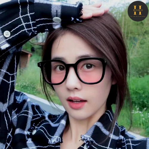 Kính Mát Thời Trang HOBO Mắt Kính Mát Nữ, Tròng Kính Trong Suốt Ửng Hồng Siêu Xinh, Thiết Kế Nhẹ Nhàng Chống Tia UV