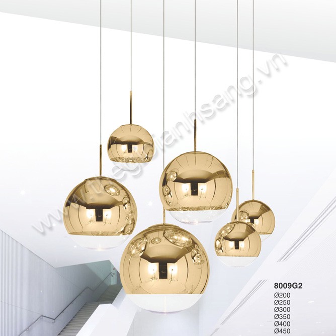 Đèn thả cầu màu đồng, vàng kín