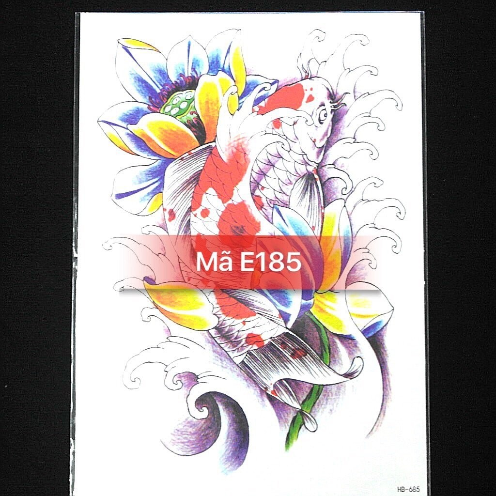 Hình Xăm Dán Cá Chép Màu E185