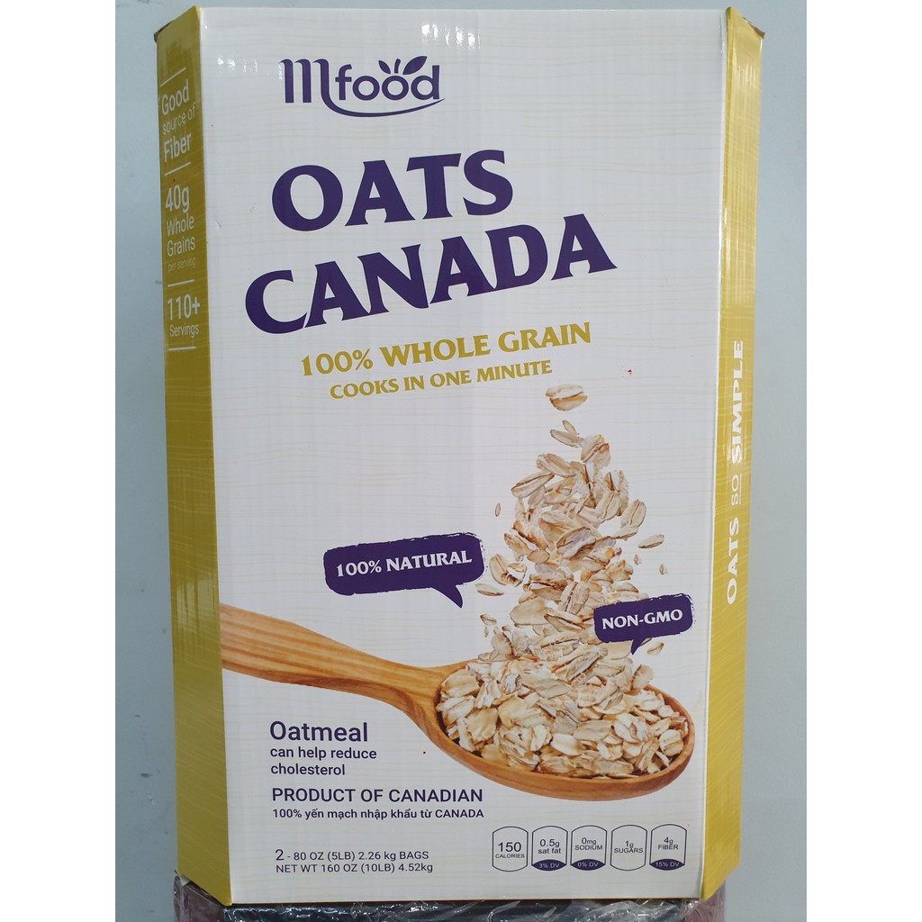 Hạt Yến Mạch ( Oats Canadian ) 100% Hàng Chính Hãng Thùng 4,52 kg - Hạt vỡ