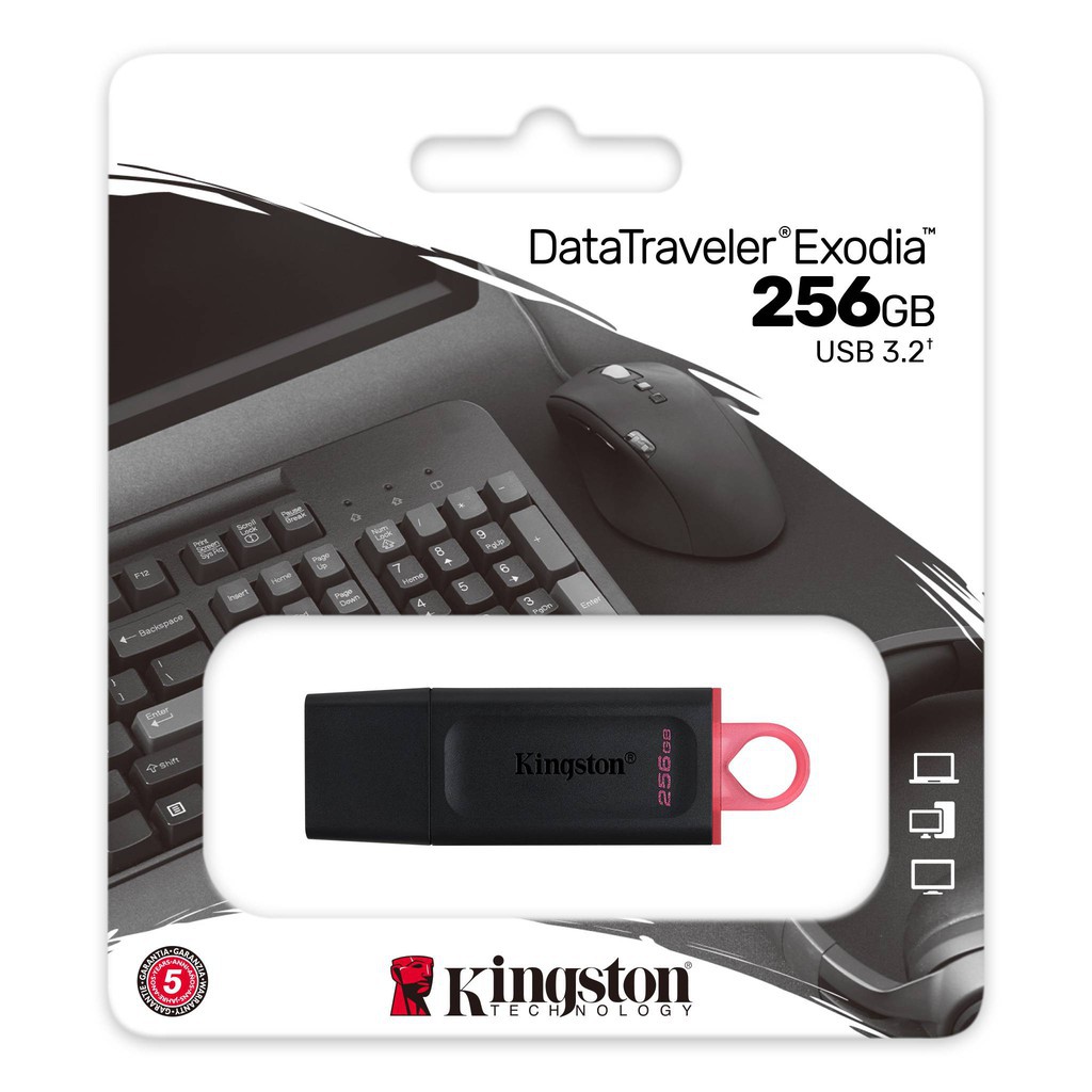 USB 3.2 Kingston DataTraveler Exodia DTX 256Gb DTX/256GB thời trang với nắp bảo vệ và móc khóa màu sắc