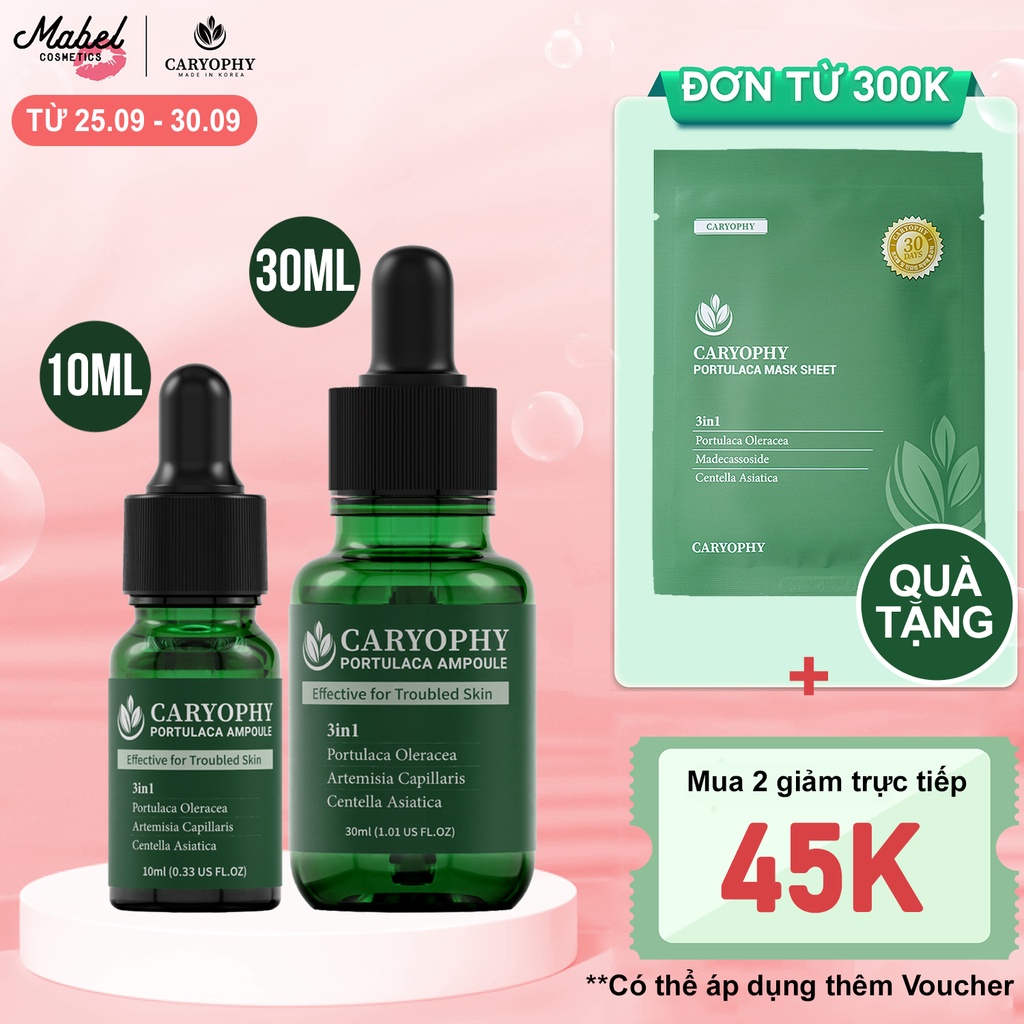Serum rau má giảm mụn mờ thâm Caryophy Portulaca Ampoule (10ml 30ml)