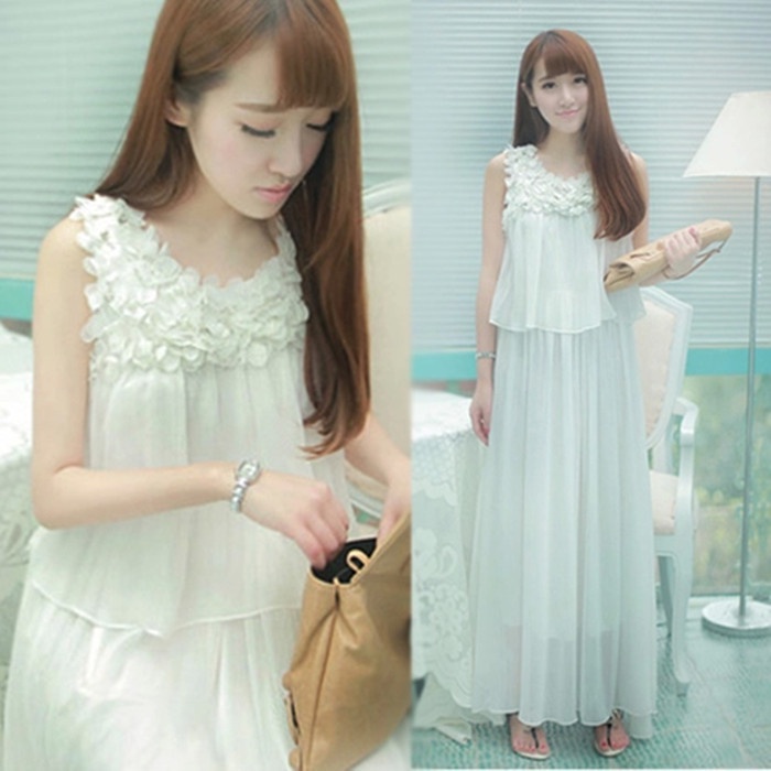 , Thanh lý, Đầm maxi trắng dáng dài đi biển, Bohemian, giá hạt dẻ, 2hand