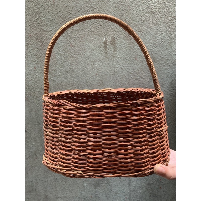 Giỏ cắm hoa bằng mây kiểu túi,size lớn - HN3