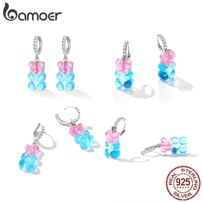 Bamoer Bông Tai Bạc 925 Hình Chú Gấu Đáng Yêu sce1388