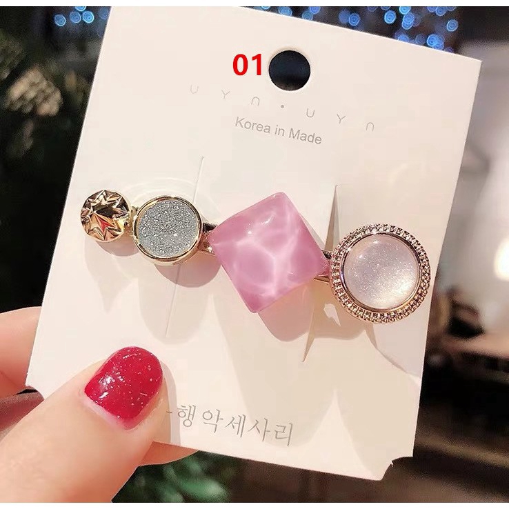 Kẹp tóc kim loại đính đá xinh xắn thời trang dành cho nữ