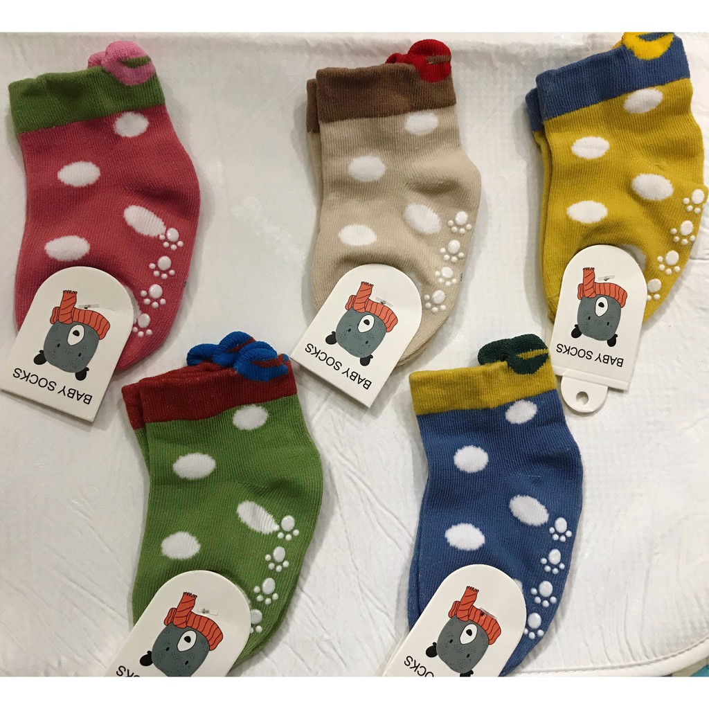 TẤT GẤU TRẺ EM CHỐNG TRƯỢT BABY SOCKS trai gái 0-2 TUỔI