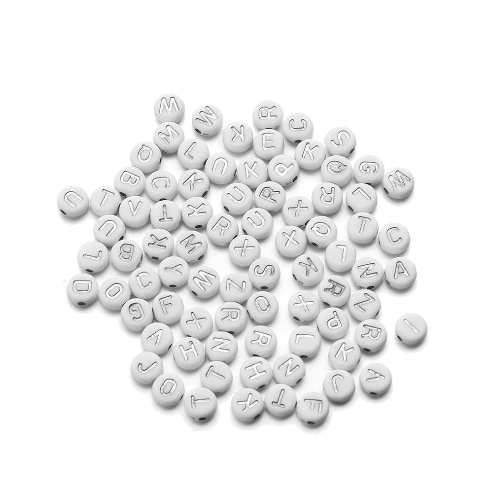 Set 1 / 1600 Hạt Xỏ Lỗ In Chữ Làm Trang Sức DIY