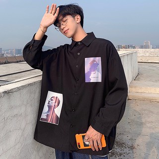 Sơ Mi Nam Phối Phong Cách Ulzzang, Sơ Mi Nam Họa Tiết Hàng Quảng Châu