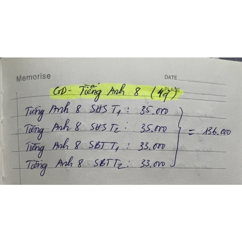 Tiếng Anh 8  kèm bút chì