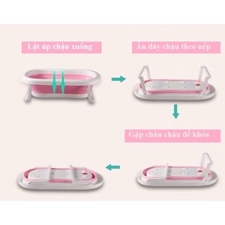 Chậu tắm gập gọn HANBEI cho bé (TẶNG KÈM PHAO TẮM)