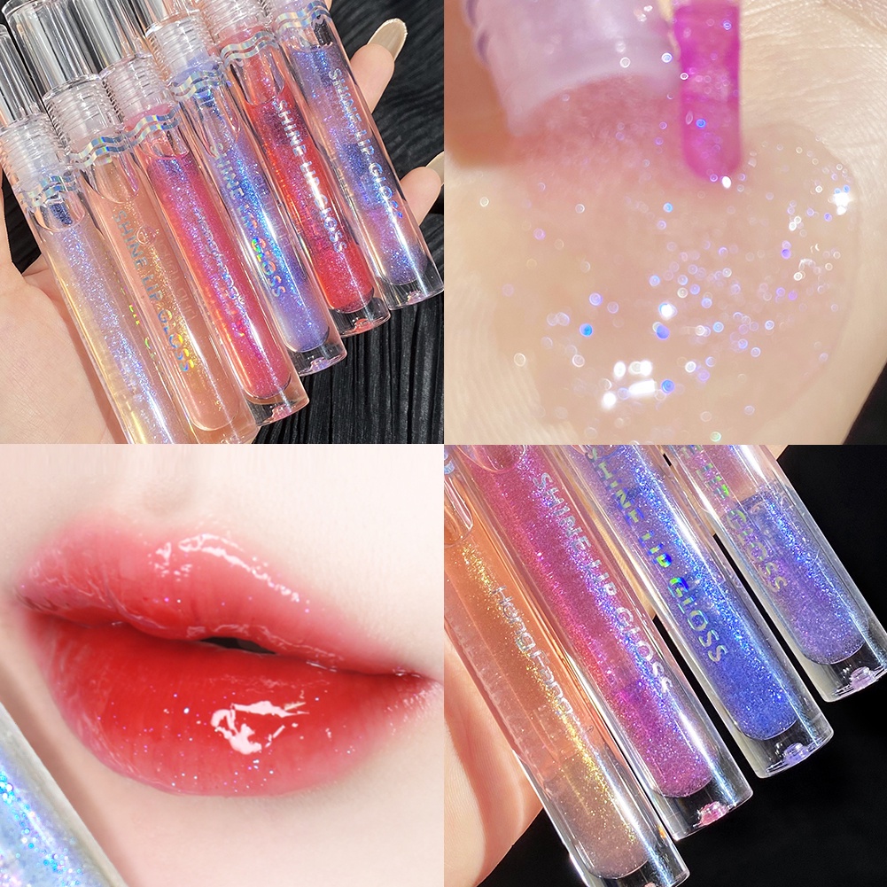 Gecomo Son Bóng Trong Suốt Dưỡng Ẩm Làm Sáng Màu Môi 6 Màu Tùy Chọn