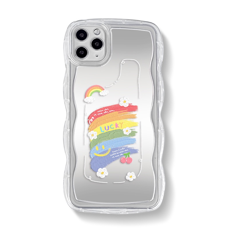Ốp lưng iphone ốp Điện Thoại Mặt Gương Phối Ren Màu Cầu Vồng Cho iPhone 14131211 Ốp Lưng Điện Thoại Dành Cho promax XS XR xsmax se2020 678plus