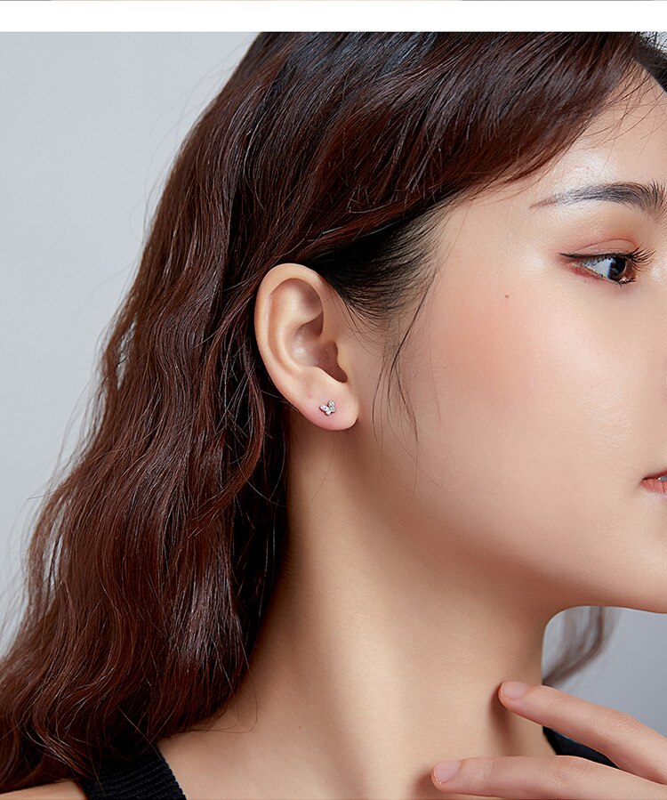 Khuyên tai Bamoer SCE1116 bạc 925 hình bướm dát đá zircon dành cho nữ