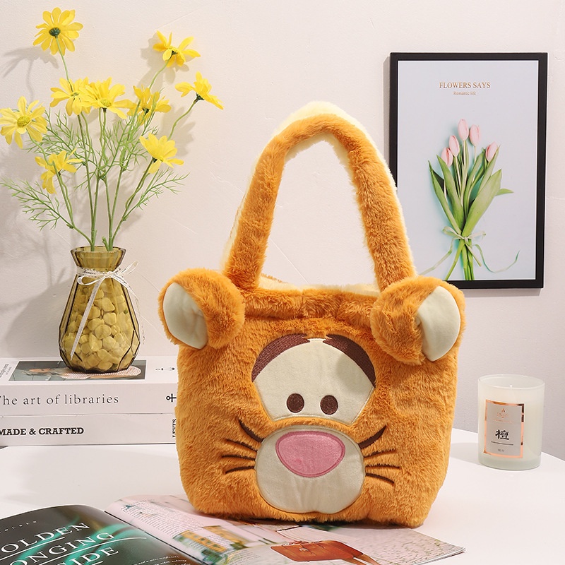 DISNEY Ellen Túi Xách Hai Mặt Hình Gấu Pooh / Hổ Nhồi Bông Đáng Yêu Có Thể Xoay Được