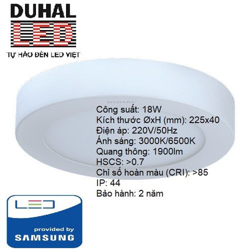 ĐÈN LED SAMSUNG PANEL ỐP TRẦN TRÒN 18W DUHAL