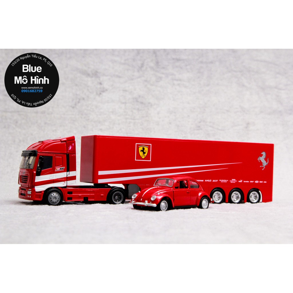 Blue mô hình | Xe mô hình container xe đầu kéo Ferrari Iveco 1:43