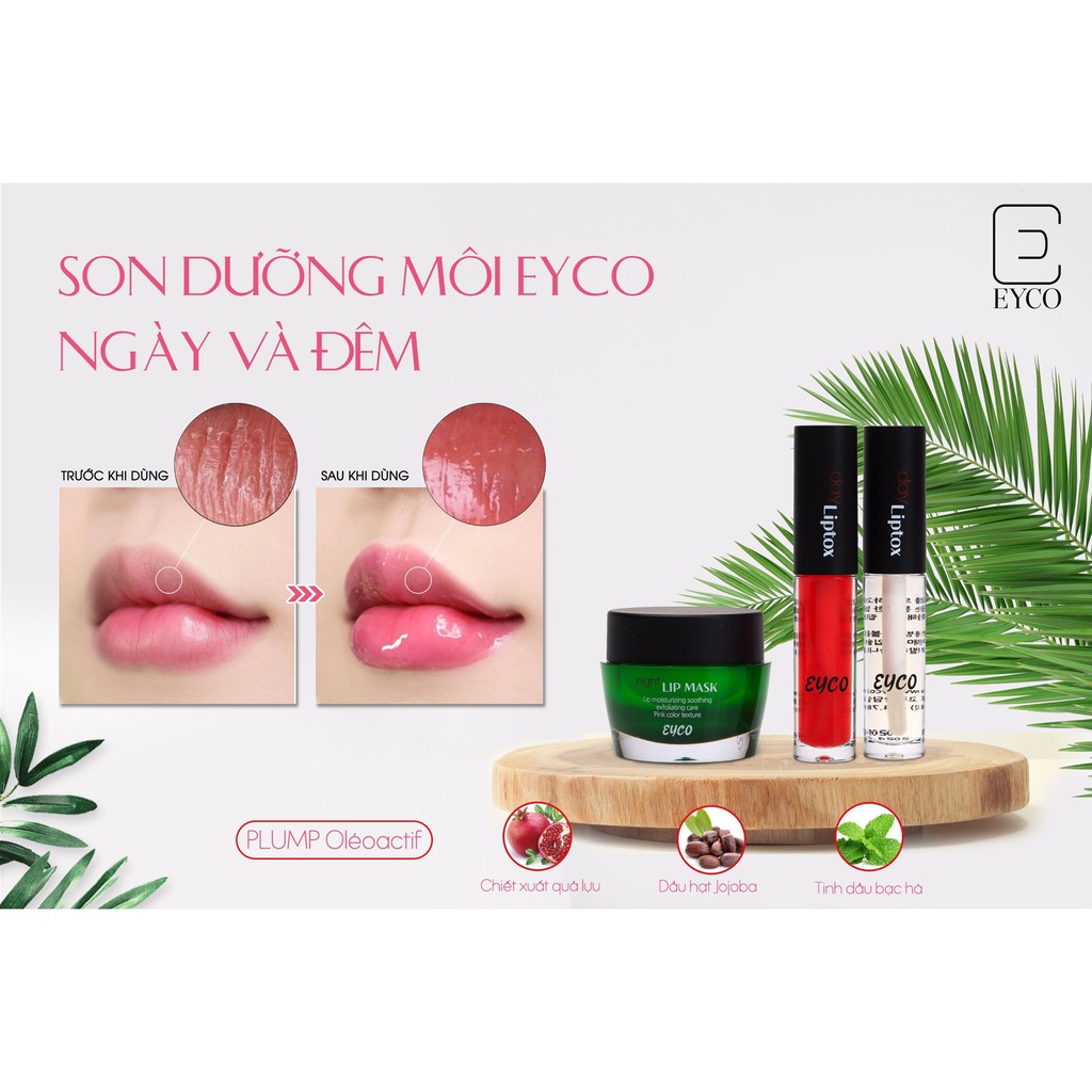 ❤️ EYCO ❤️ Set 3 sản phẩm son dưỡng, bơm mọng môi ban ngày và ban đêm EYCO