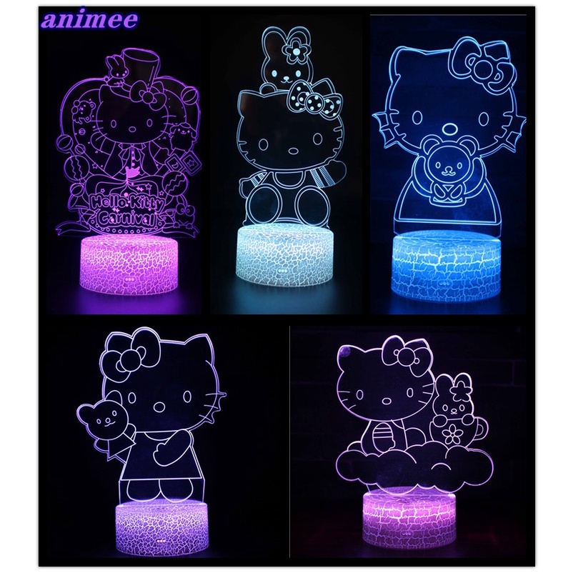 Đèn Ngủ Led 3d Hình Hello Kitty Dễ Thương Trang Trí Phòng Ngủ Cho Bé
