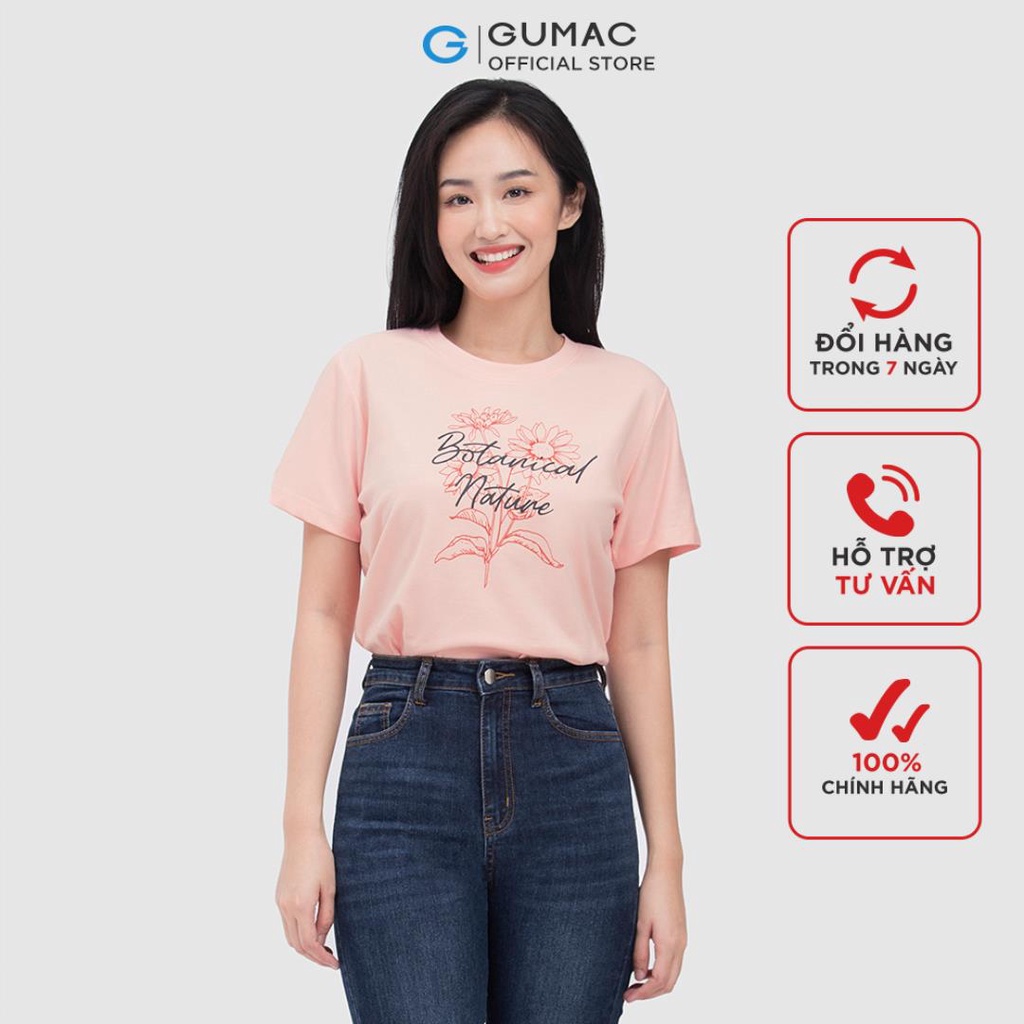 [Mã WABRGUM giảm 10% tối đa 30K đơn 99K] Áo thun nữ cổ tròn in hoa thời trang GUMAC ATC04039 - mẫu mới | BigBuy360 - bigbuy360.vn