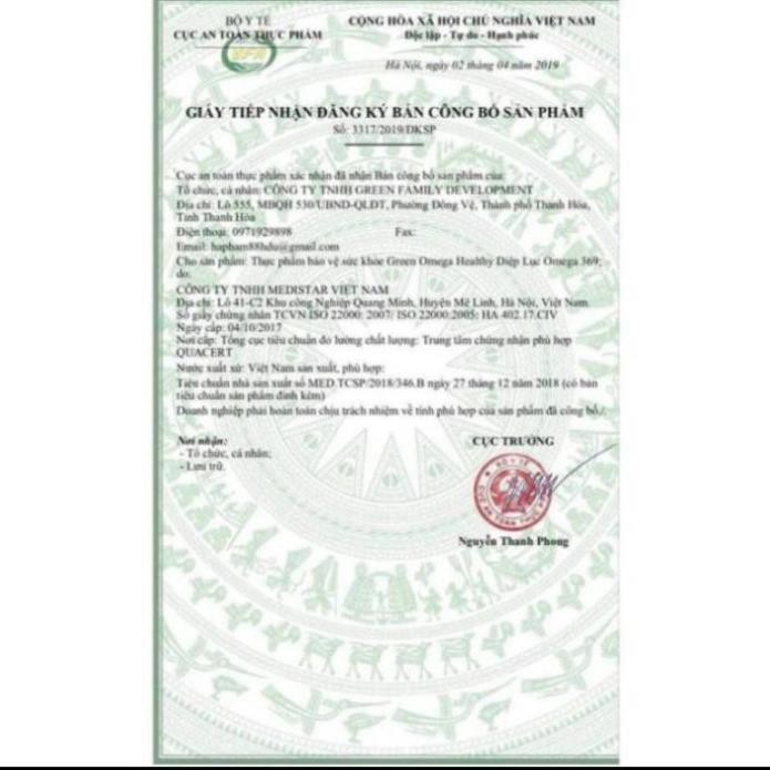 DIỆP LỤC OMEGA 369- GREEN OMEGA HEALTHY- TRỊ ĐAU ĐẦU - HOA MẮT- CHÓNG MẶT-NHỨC MỎI MẮT-Ù TAI-MẤT NGỦ | BigBuy360 - bigbuy360.vn