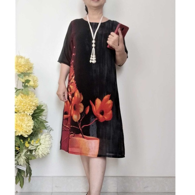 Váy Đầm Trung Niên - Voan Sang Trọng - Form A Rộng Che Bụng - Size 50Kg - 90Kg | BigBuy360 - bigbuy360.vn