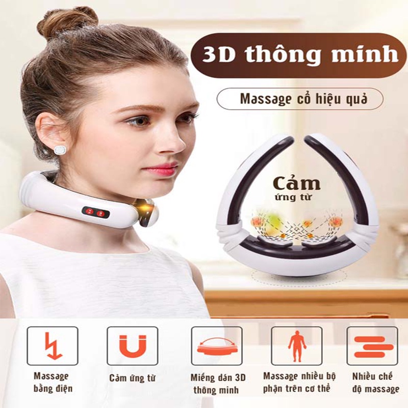 Máy Massage Cổ Vai Gáy - Sạc Điện - Điều Khiển Từ Xa - Mát Xa Vai Lưng Chân Tay